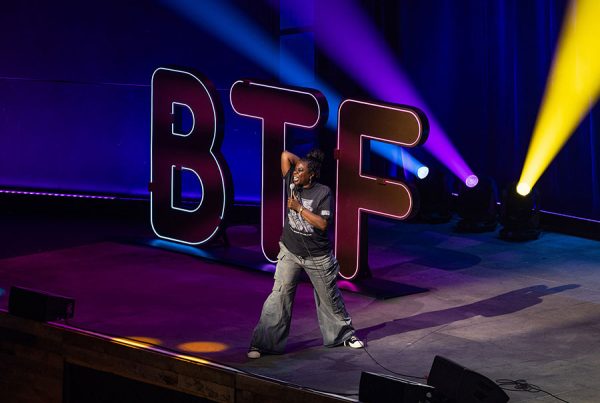 Leslie Jones performing at the 2024 Because They're Funny Comedy Festival